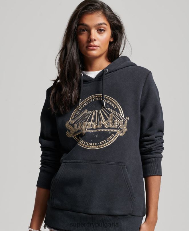 Superdry облекло N00H3368 черен Жени качулка от магазин за ретро стоки