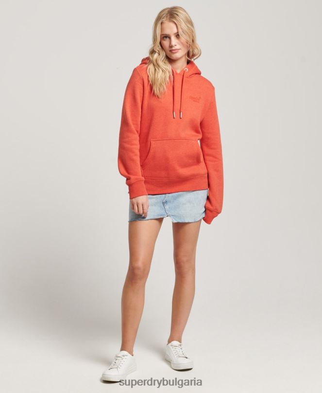 Superdry облекло N00H3371 оранжево Жени ретро суичър с бродирано лого