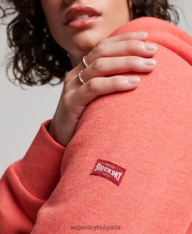Superdry облекло N00H3374 корал Жени реколта колегиална качулка с цип
