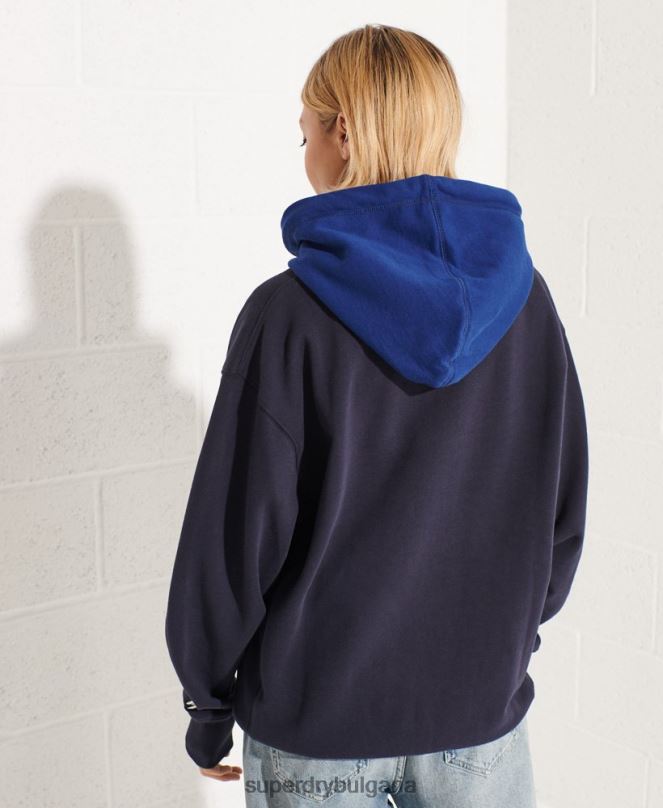 Superdry облекло N00H3377 военноморски флот Жени голям суичър с университетска арка
