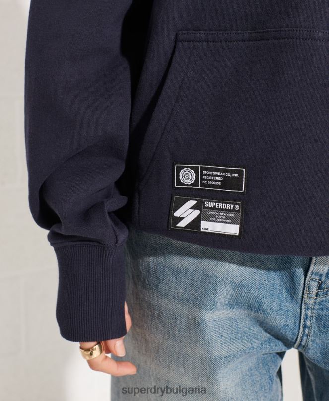 Superdry облекло N00H3377 военноморски флот Жени голям суичър с университетска арка