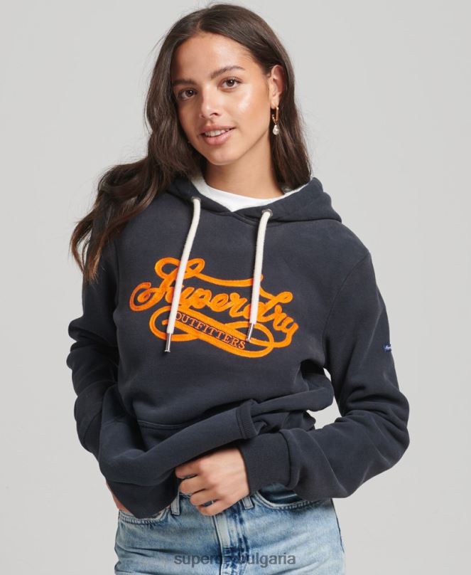 Superdry облекло N00H3378 военноморски флот Жени гордост и крафт суичър