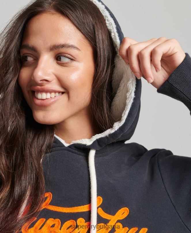 Superdry облекло N00H3378 военноморски флот Жени гордост и крафт суичър