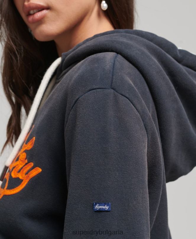 Superdry облекло N00H3378 военноморски флот Жени гордост и крафт суичър