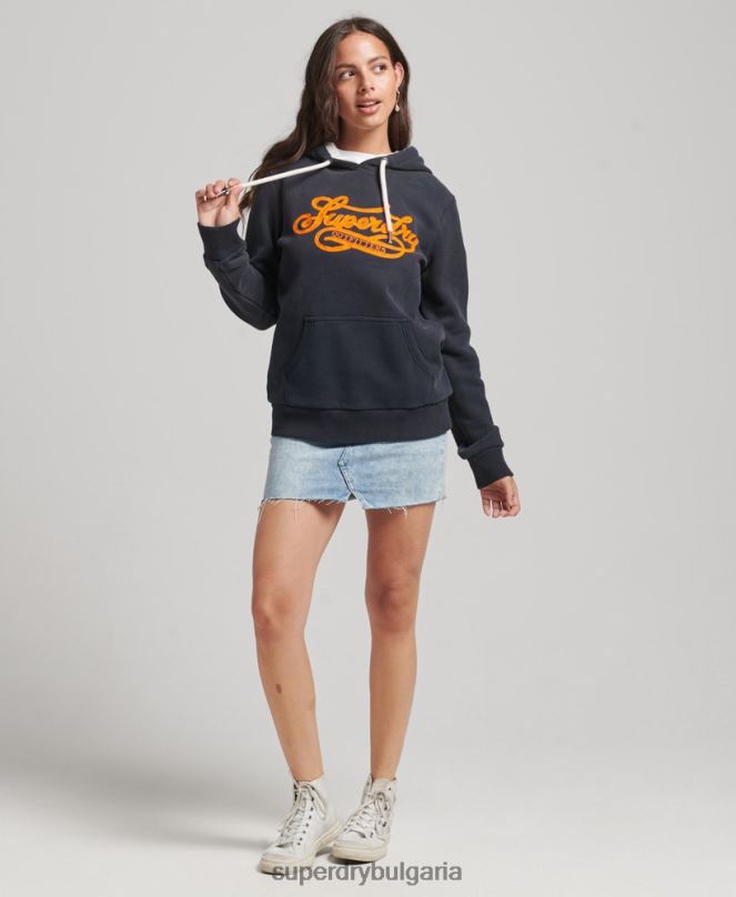Superdry облекло N00H3378 военноморски флот Жени гордост и крафт суичър