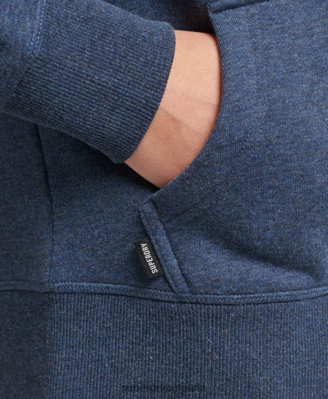 Superdry облекло N00H3379 военноморски флот Жени качулка с цип и лого от органичен памук