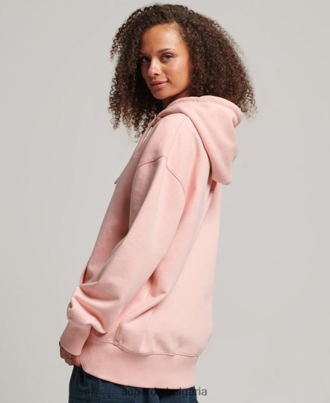 Superdry облекло N00H3380 розово Жени Голяма качулка от органичен памук