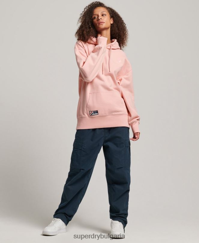 Superdry облекло N00H3380 розово Жени Голяма качулка от органичен памук