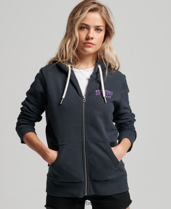 Superdry облекло N00H3382 черен Жени качулка с цип на магазин за ретро стоки