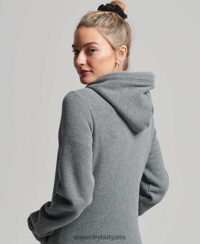 Superdry облекло N00H3383 сиво Жени ретро суичър с лого и цип от органичен памук