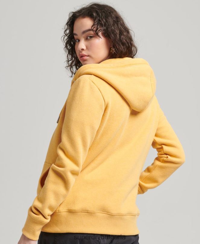Superdry облекло N00H3384 жълто Жени ретро суичър с лого и цип от органичен памук