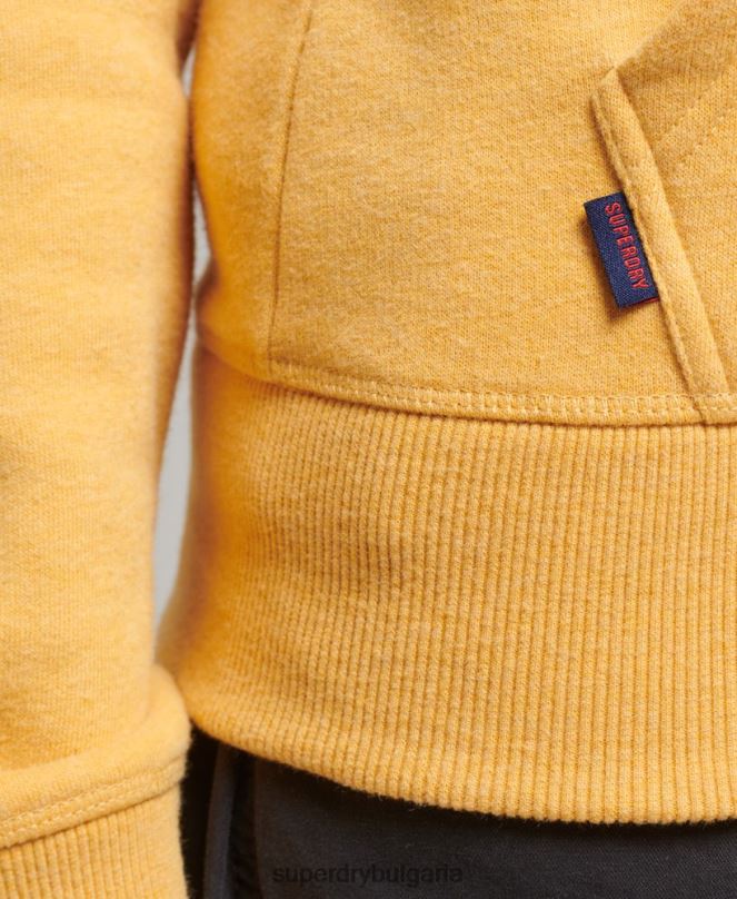 Superdry облекло N00H3384 жълто Жени ретро суичър с лого и цип от органичен памук
