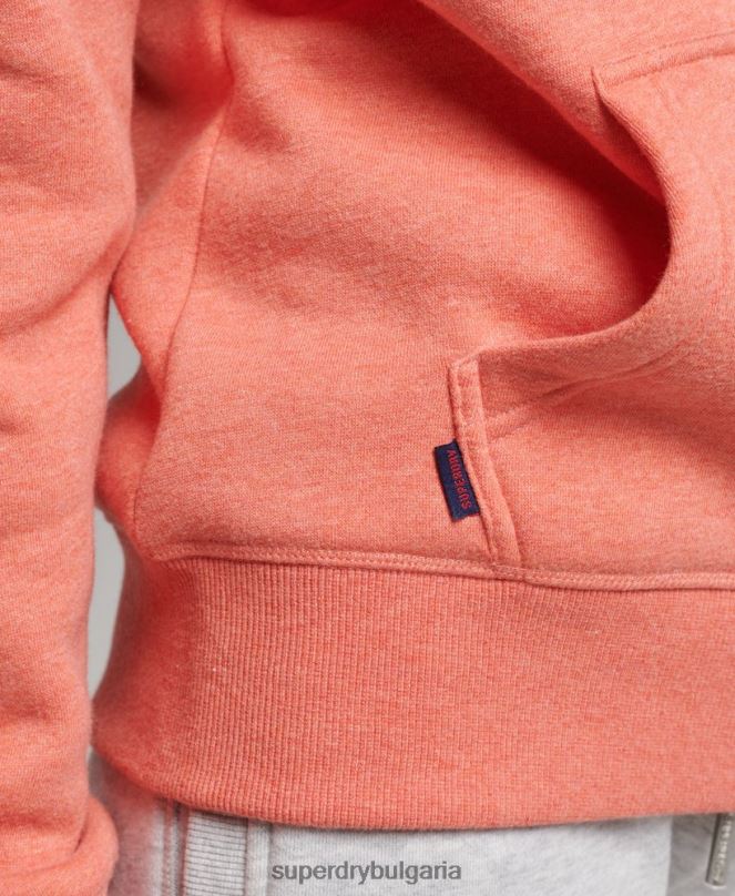 Superdry облекло N00H3385 корал Жени качулка с ретро лого от органичен памук