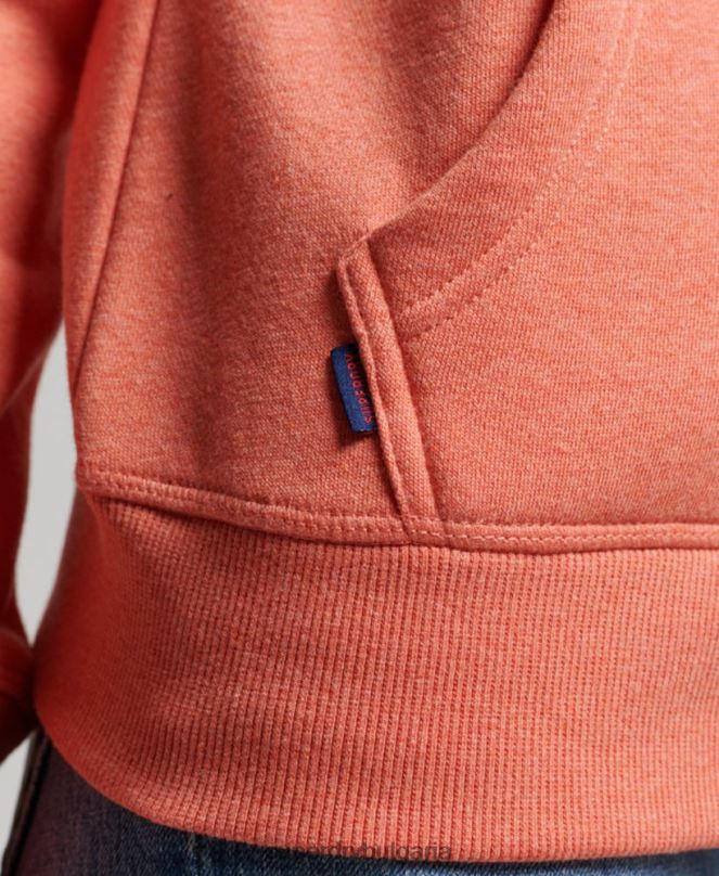 Superdry облекло N00H3388 корал Жени ретро суичър с цип с бродирано лого