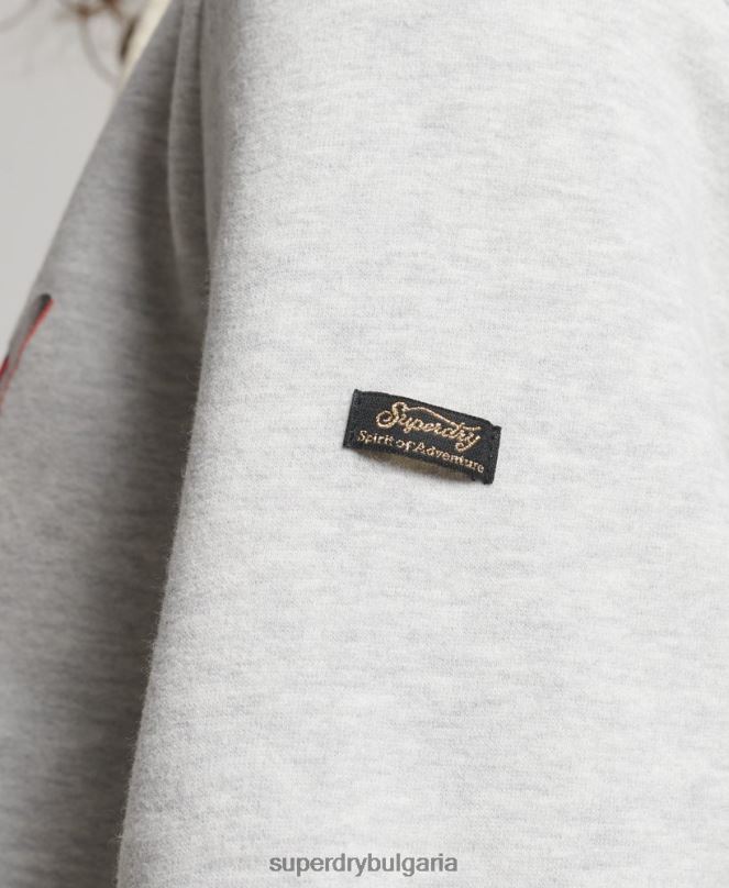 Superdry облекло N00H3389 светло сив Жени японски винтидж суичър с графично лого