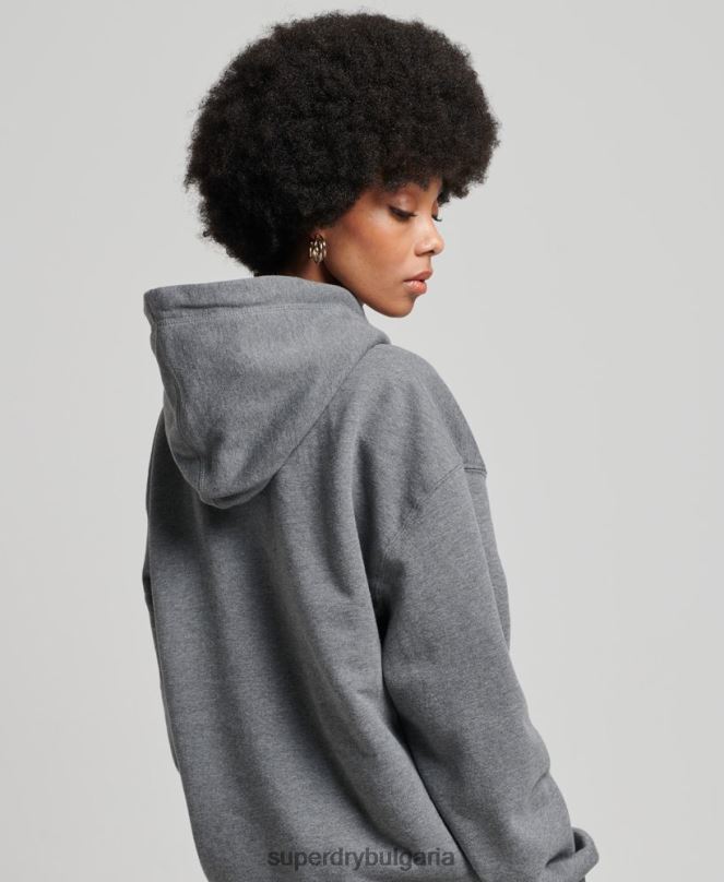 Superdry облекло N00H3390 тъмно сив Жени голям суичър с апликации