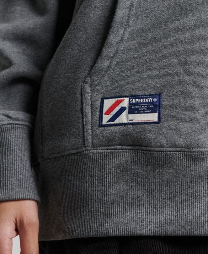 Superdry облекло N00H3390 тъмно сив Жени голям суичър с апликации