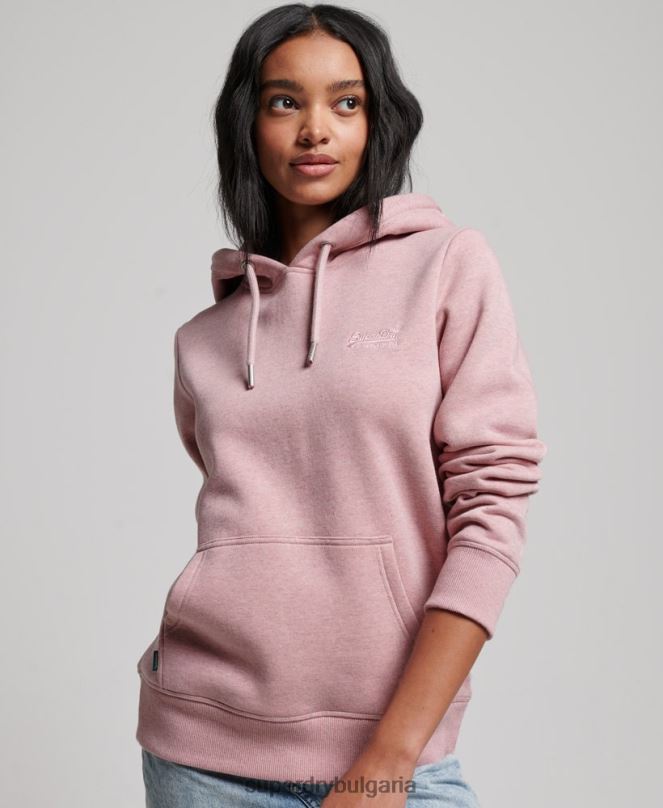 Superdry облекло N00H3391 розово Жени ретро суичър с бродирано лого