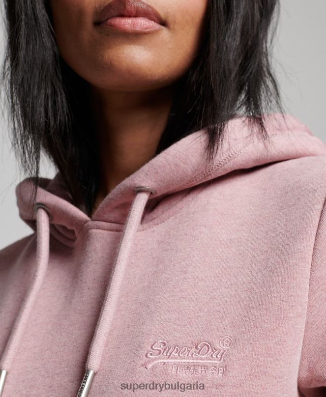 Superdry облекло N00H3391 розово Жени ретро суичър с бродирано лого