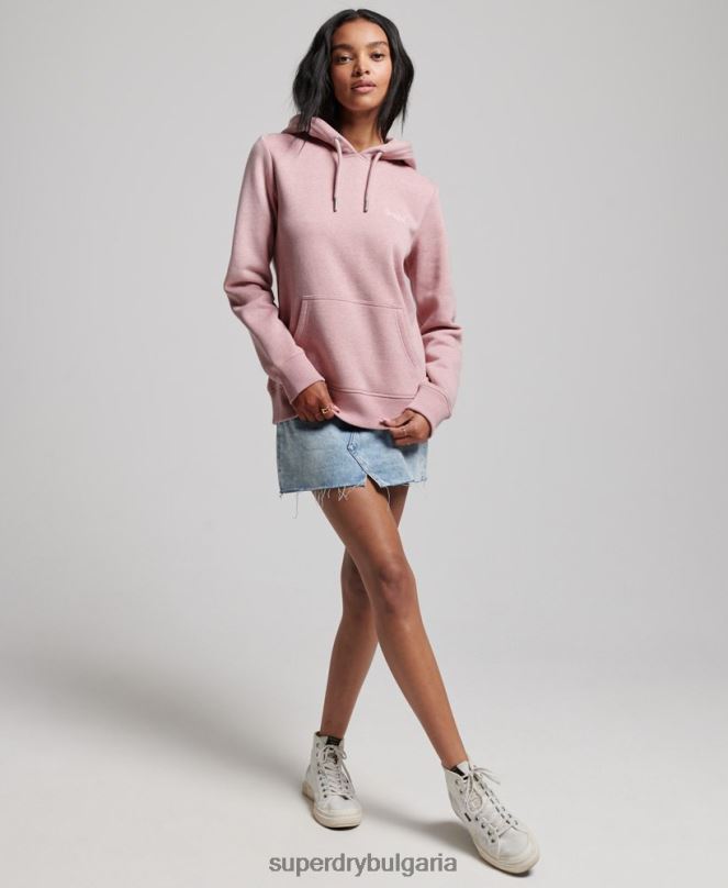 Superdry облекло N00H3391 розово Жени ретро суичър с бродирано лого