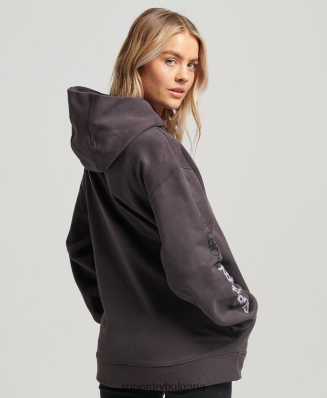 Superdry облекло N00H3394 сиво Жени core oversize hoodie