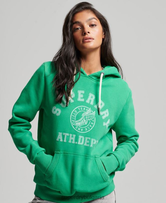 Superdry облекло N00H3395 зелено Жени ретро спортна качулка