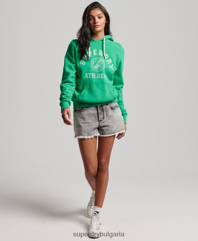 Superdry облекло N00H3395 зелено Жени ретро спортна качулка