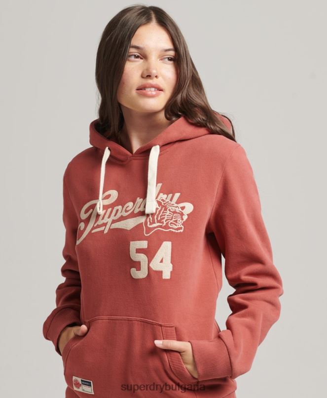 Superdry облекло N00H3398 оранжево Жени колежанска качулка в стил скрипт