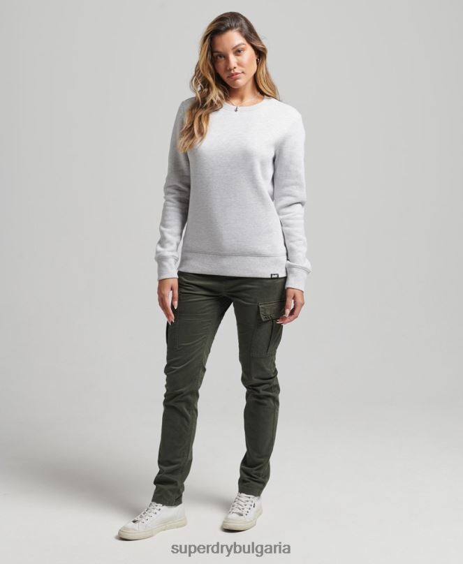 Superdry облекло N00H3402 светло сив Жени органичен памук есенциален лого екипаж суичър