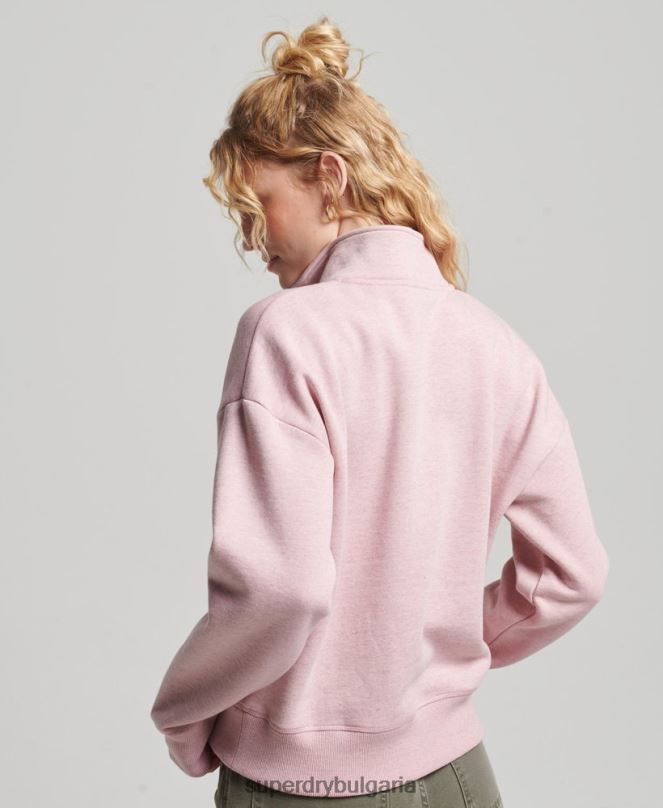 Superdry облекло N00H3404 розово Жени органичен памук ретро лого henley суичър