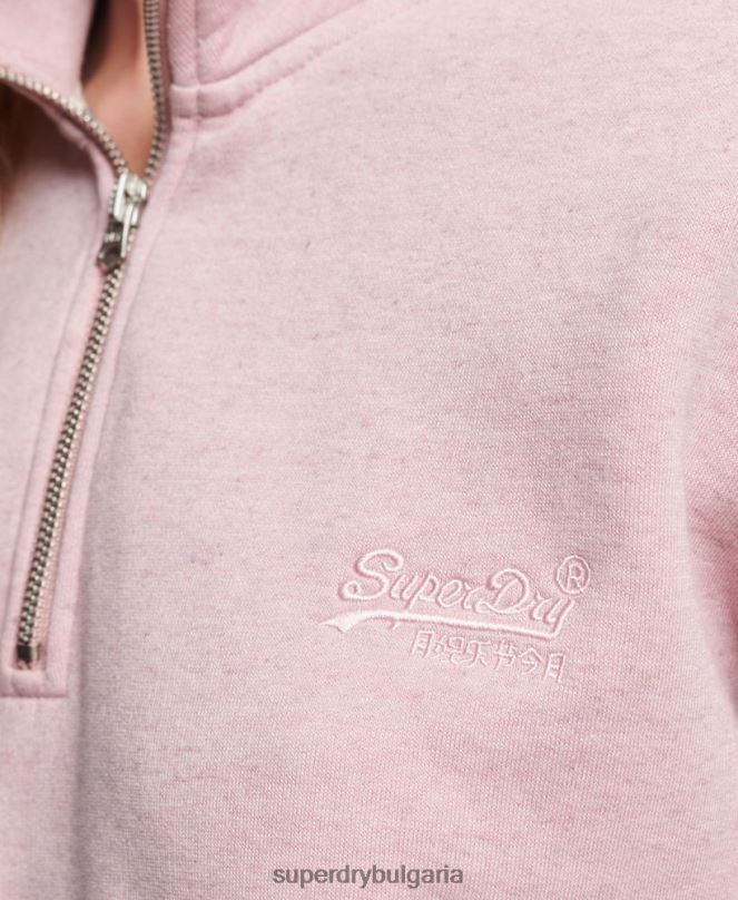 Superdry облекло N00H3404 розово Жени органичен памук ретро лого henley суичър