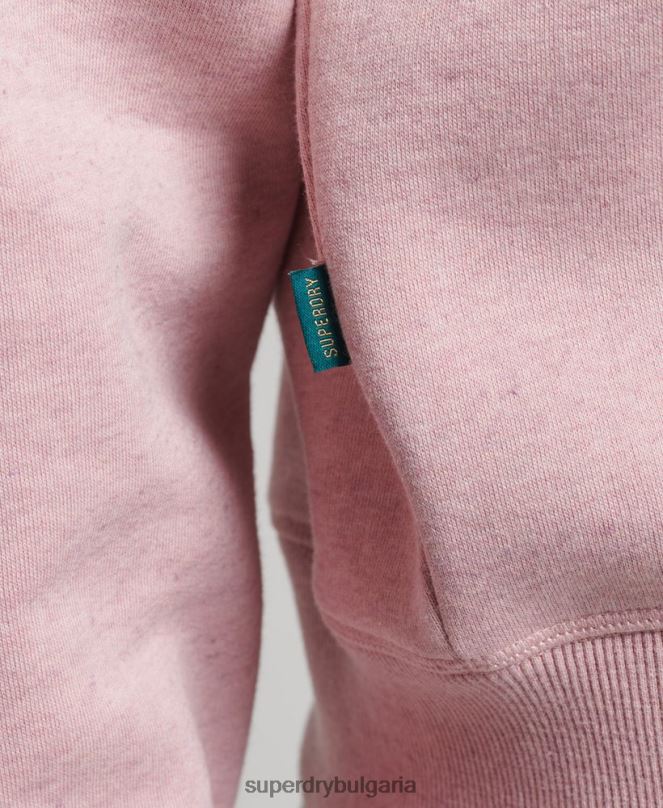 Superdry облекло N00H3404 розово Жени органичен памук ретро лого henley суичър
