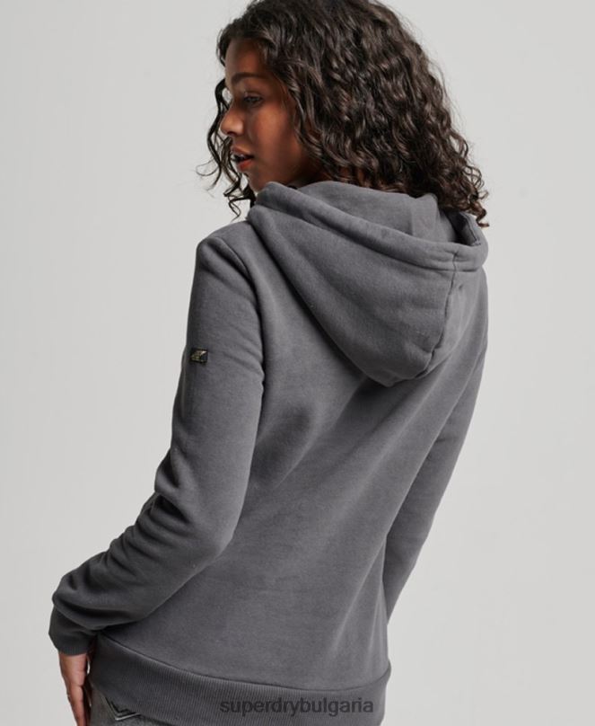 Superdry облекло N00H3405 тъмно сив Жени украсена качулка