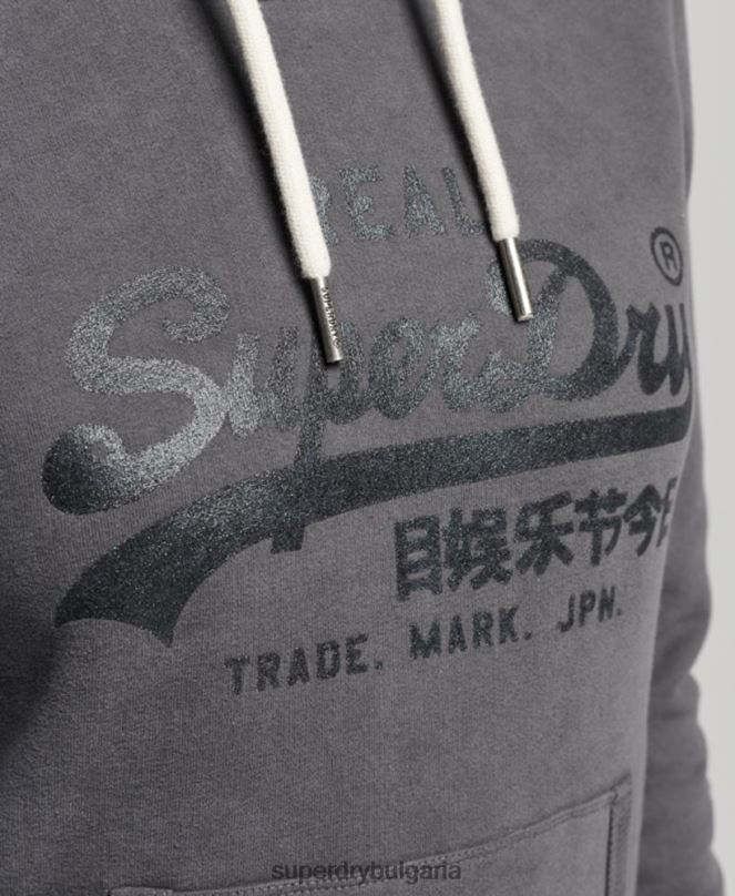 Superdry облекло N00H3405 тъмно сив Жени украсена качулка
