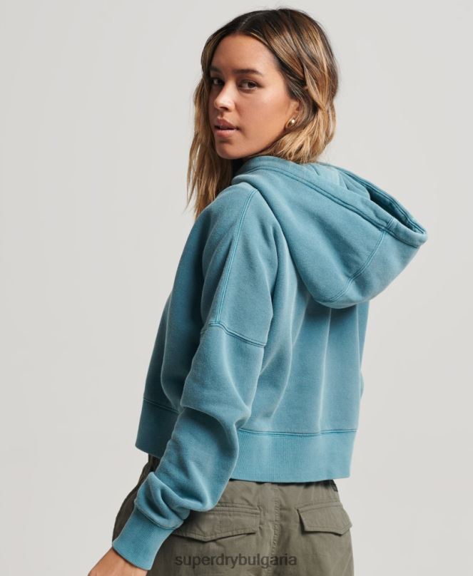 Superdry облекло N00H3407 тюркоаз Жени измиване на качулка