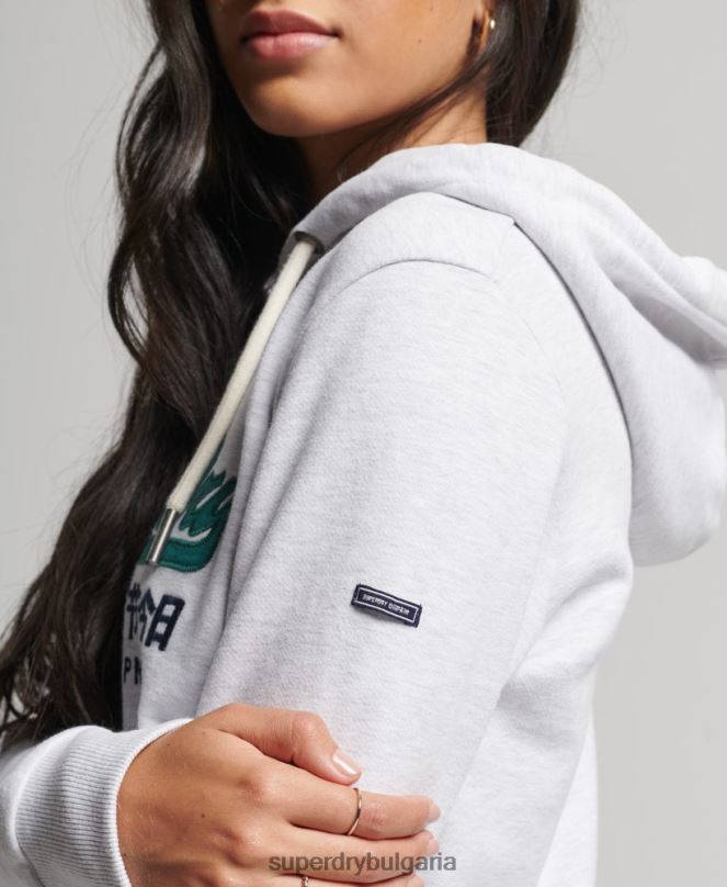 Superdry облекло N00H3409 светло сив Жени ретро лого наследство нечеткано худи