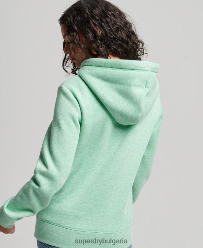 Superdry облекло N00H3413 зелено Жени ретро суичър с бродирано лого