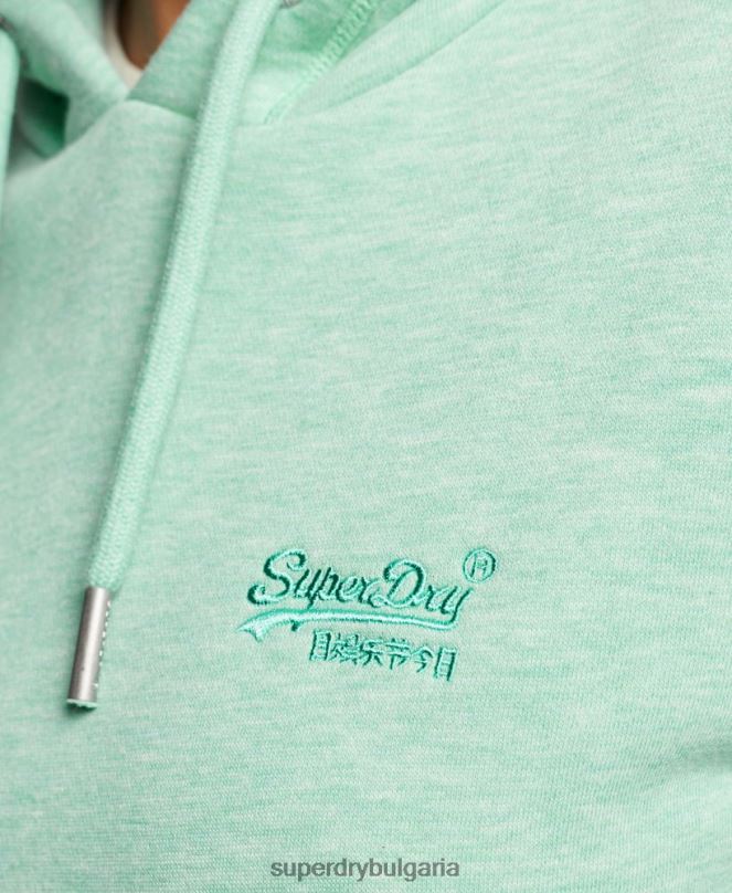 Superdry облекло N00H3413 зелено Жени ретро суичър с бродирано лого