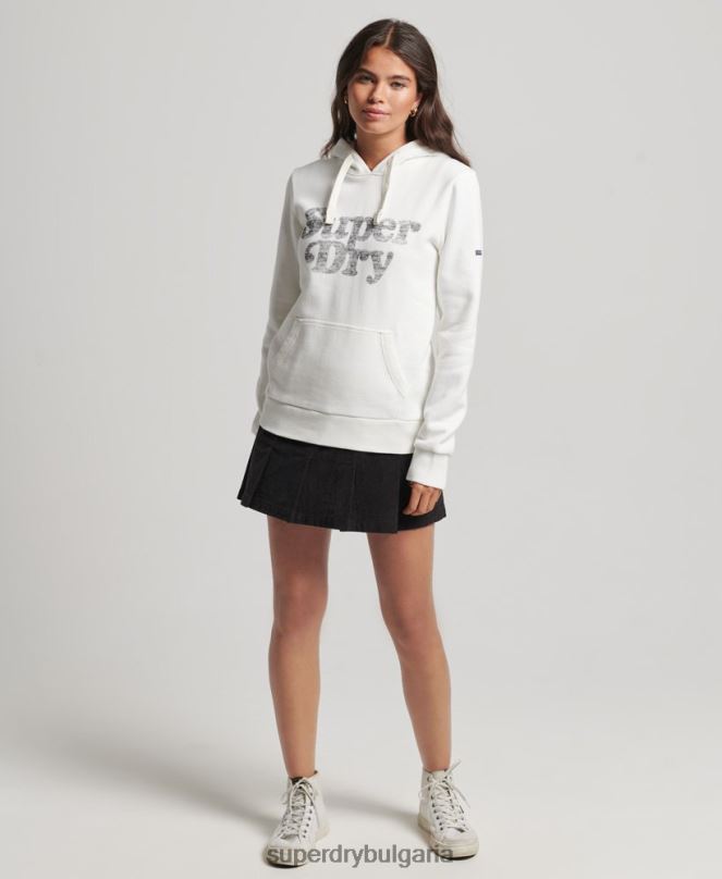 Superdry облекло N00H3414 сметана Жени класически суичър с качулка Cooper