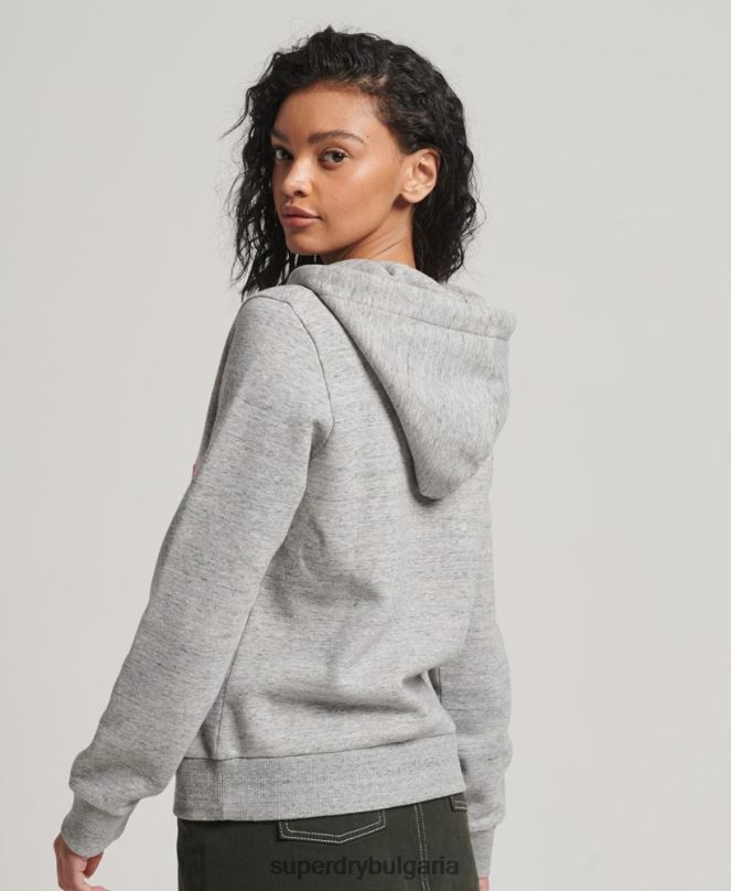 Superdry облекло N00H3417 сиво Жени неонова ретро качулка с лого