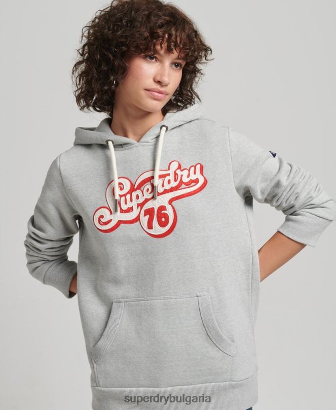 Superdry облекло N00H3418 сиво Жени носталгия скрипт качулка