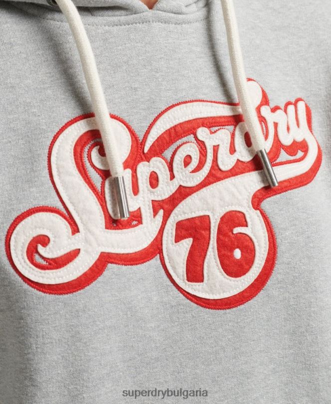 Superdry облекло N00H3418 сиво Жени носталгия скрипт качулка
