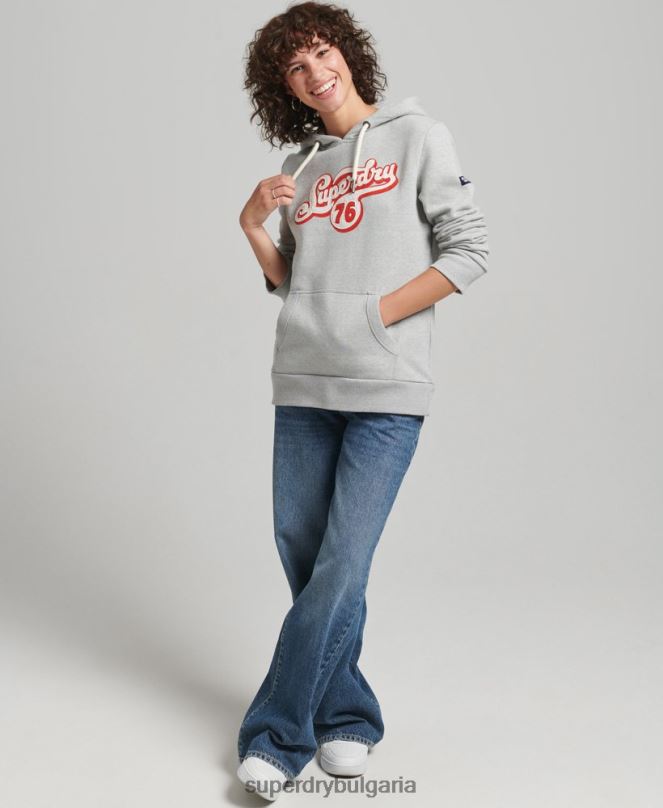Superdry облекло N00H3418 сиво Жени носталгия скрипт качулка