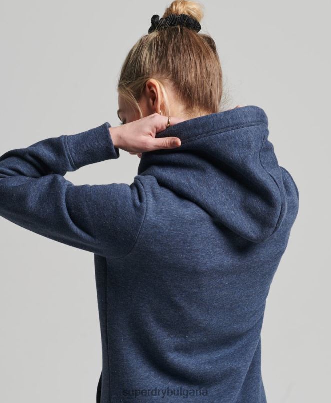 Superdry облекло N00H3421 военноморски флот Жени ретро суичър с лого и цип от органичен памук