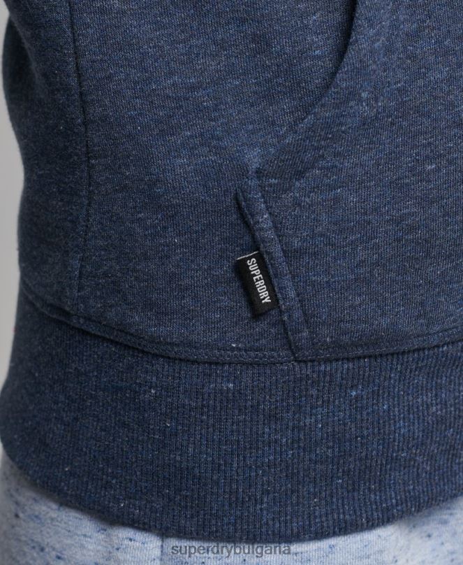 Superdry облекло N00H3421 военноморски флот Жени ретро суичър с лого и цип от органичен памук