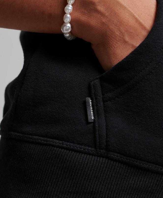Superdry облекло N00H3425 черен Жени ретро суичър с цип с бродирано лого