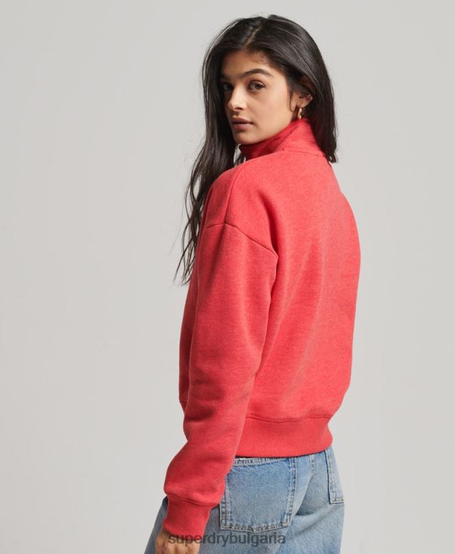 Superdry облекло N00H3427 червен Жени органичен памук ретро лого henley суичър
