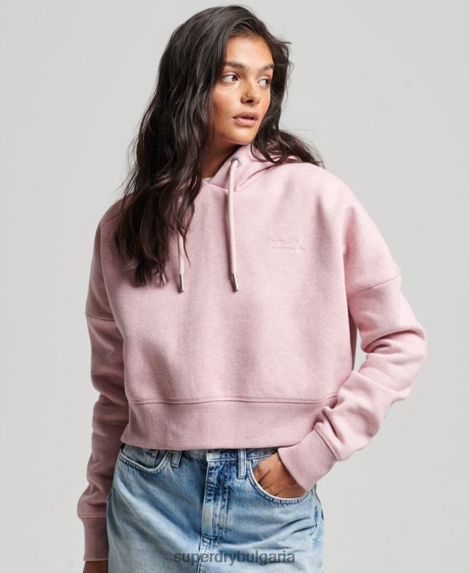 Superdry облекло N00H3430 розово Жени ретро суичър с лого