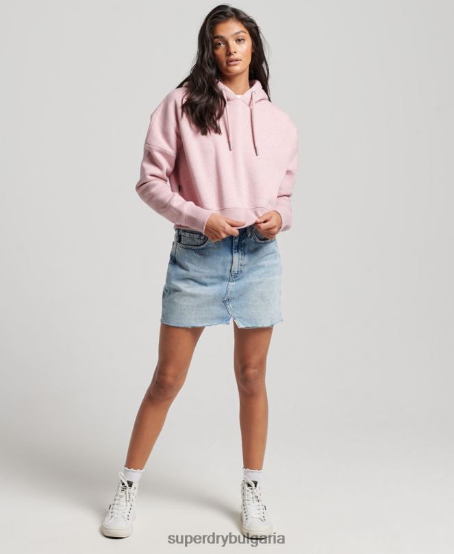 Superdry облекло N00H3430 розово Жени ретро суичър с лого
