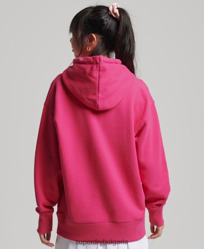 Superdry облекло N00H3432 розово Жени Голяма качулка с апликации с кодове
